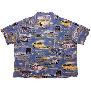 Vintage MATT RIDER Laguna Beach Hawaiian Shirt Drag Racing Hot Wheels USA 3XL
